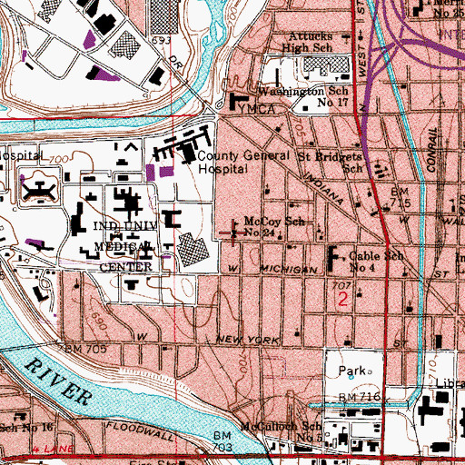 Topographic Map of McCoy School Number 24 (historical), IN