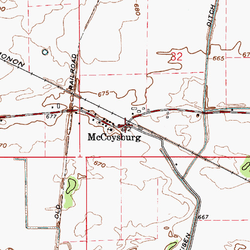 Topographic Map of McCoysburg, IN