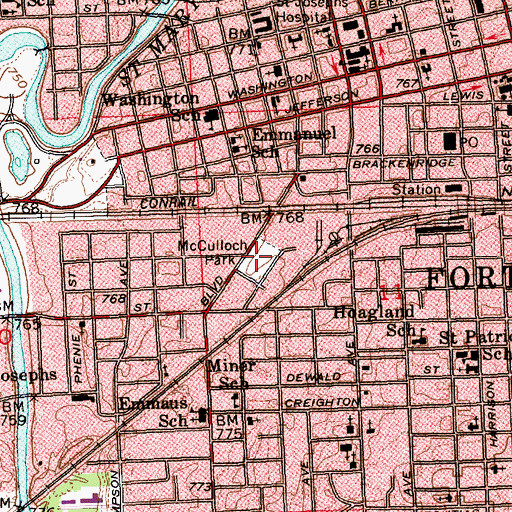Topographic Map of McCulloch Park, IN