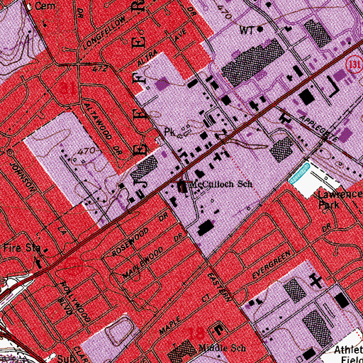 Topographic Map of McCulloch Elementary School, IN