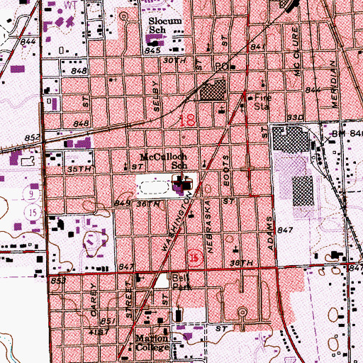 Topographic Map of John L McCulloch Junior High School, IN