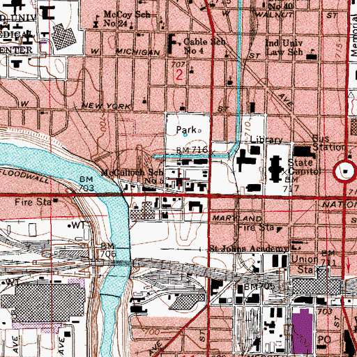 Topographic Map of McCulloch School Number 5 (historical), IN
