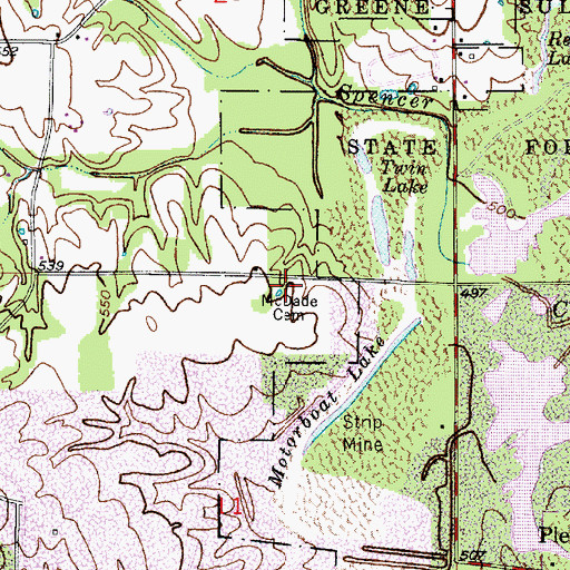 Topographic Map of McDade Cemetery, IN