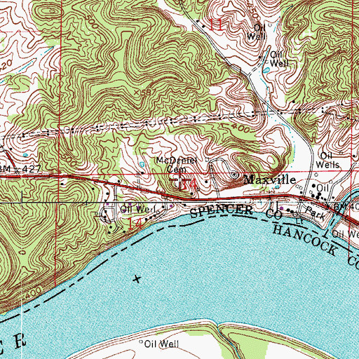 Topographic Map of McDaniel Cemetery, IN