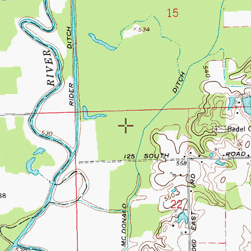 Topographic Map of McDonald Ditch, IN