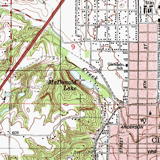 Topographic Map of McDonald Lake, IN