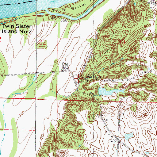 Topographic Map of McFadden Cemetery, IN