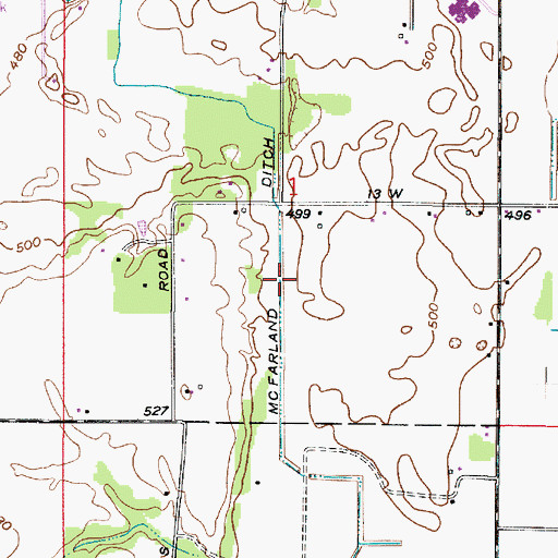 Topographic Map of McFarland Ditch, IN