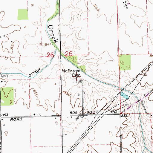 Topographic Map of McFarren Cemetery, IN