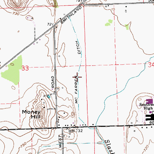 Topographic Map of McFarren Ditch, IN