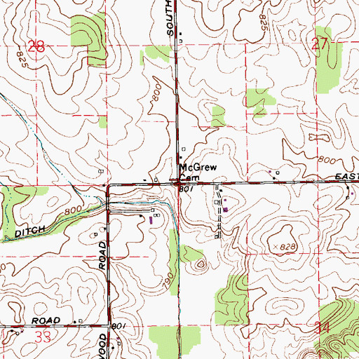 Topographic Map of McGrew Cemetery, IN