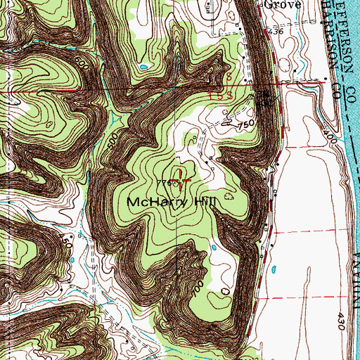 Topographic Map of McHarry Hill, IN