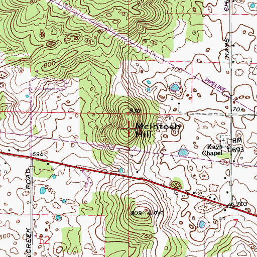 Topographic Map of McIntosh Hill, IN