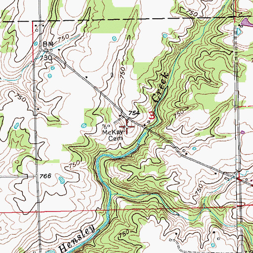 Topographic Map of McKay Cemetery, IN