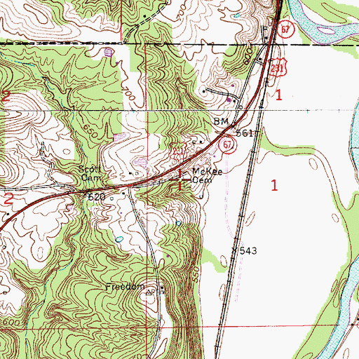 Topographic Map of McKee Cemetery, IN