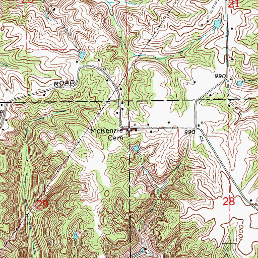 Topographic Map of McKenzie Cemetery, IN