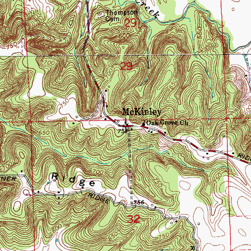 Topographic Map of McKinley, IN