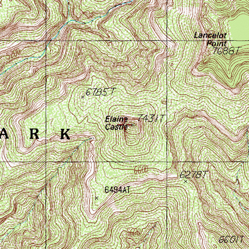 Topographic Map of Elaine Castle, AZ
