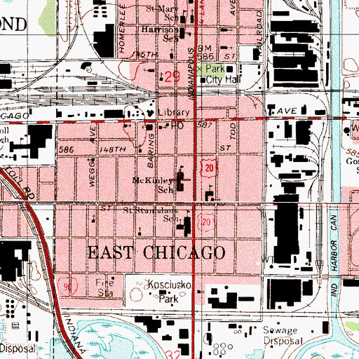 Topographic Map of William McKinley Elementary School, IN