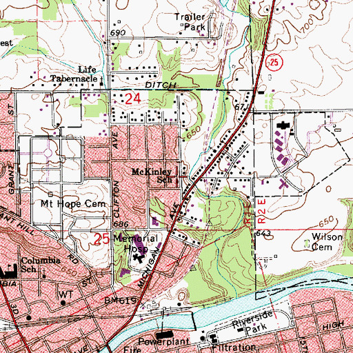 Topographic Map of McKinley Elementary School, IN
