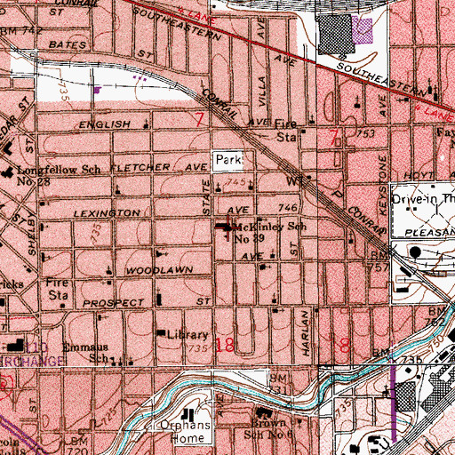 Topographic Map of William McKinley Elementary School, IN