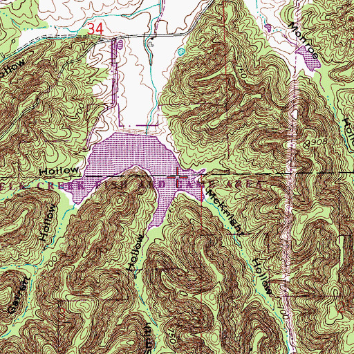 Topographic Map of McKnight Hollow, IN