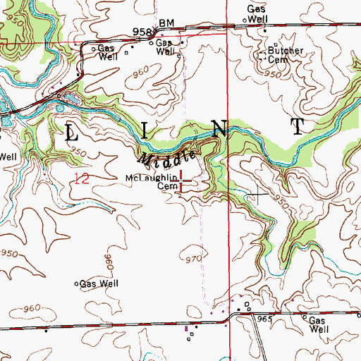 Topographic Map of McLaughlin Cemetery, IN