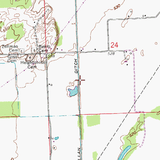 Topographic Map of McMillan Ditch, IN