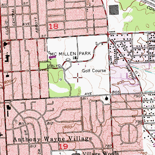 Topographic Map of McMillen Park, IN