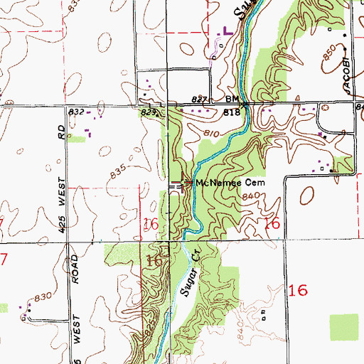 Topographic Map of McNamee Cemetery, IN