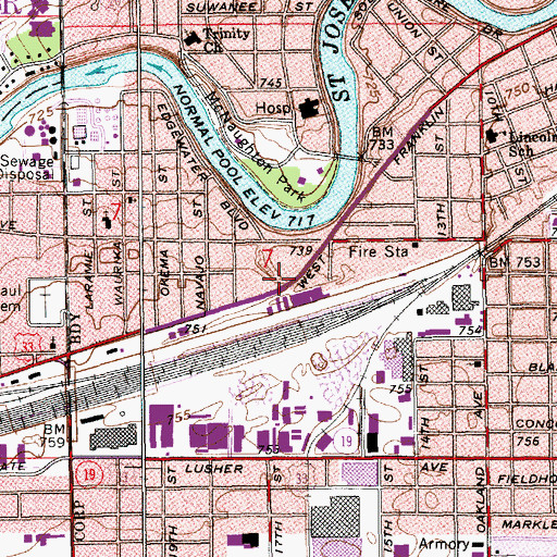 Topographic Map of McNaughton Park, IN