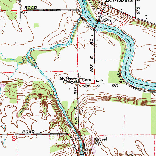 Topographic Map of McNeely Chapel, IN