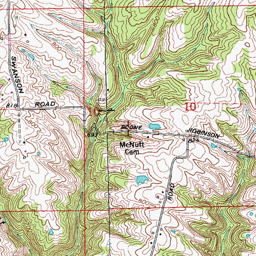 Topographic Map of McNutt Cemetery, IN