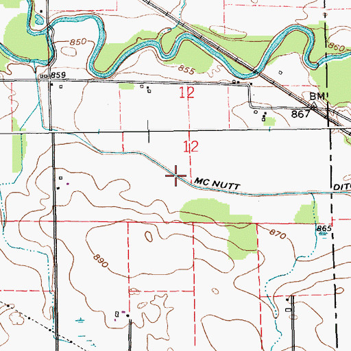 Topographic Map of McNutt Ditch, IN
