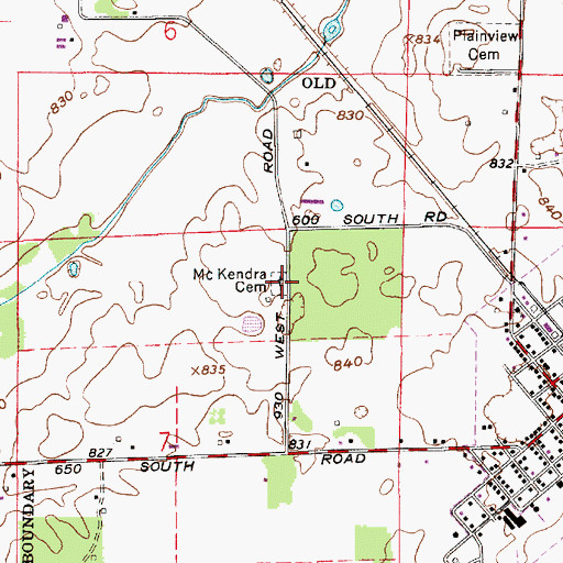 Topographic Map of McKendra Cemetery, IN