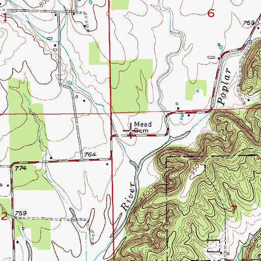 Topographic Map of Mead Cemetery, IN