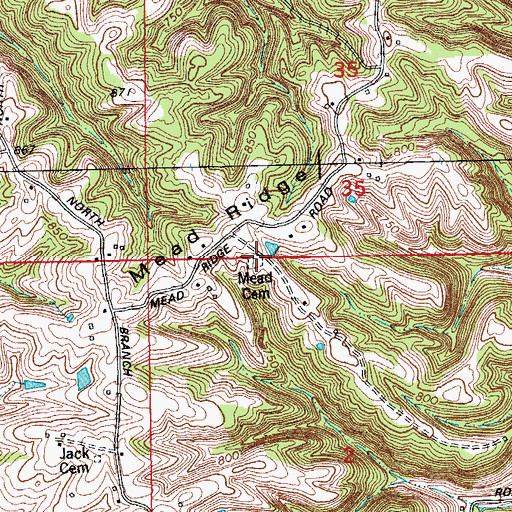 Topographic Map of Mead Cemetery, IN