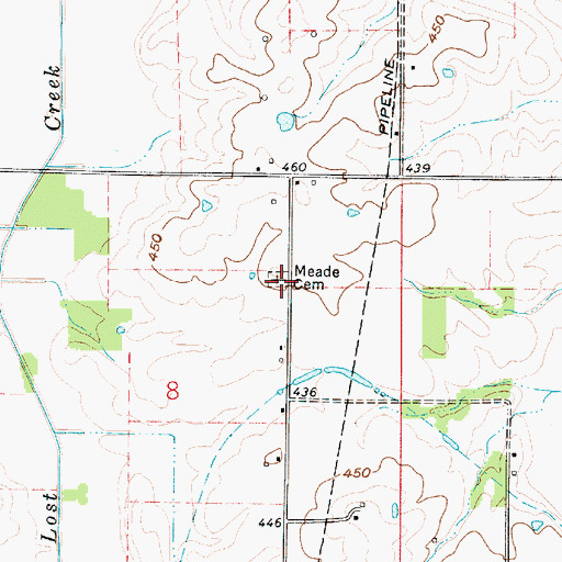 Topographic Map of Meade Cemetery, IN