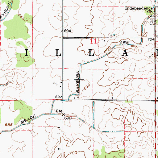 Topographic Map of Meade Rayburn Arm, IN