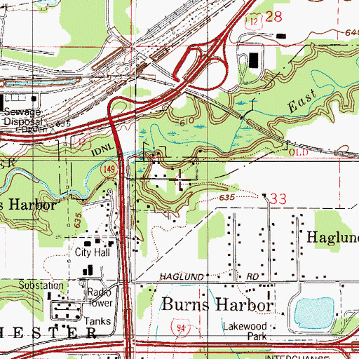 Topographic Map of Meadowbrook, IN