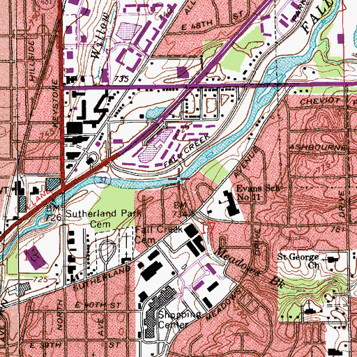 Topographic Map of Meadows Brook, IN