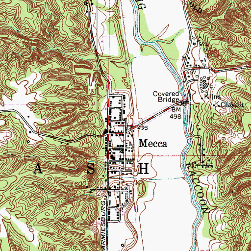Topographic Map of Mecca, IN