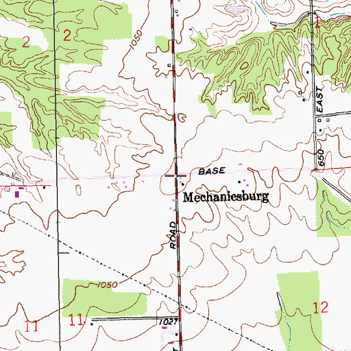 Topographic Map of Mechanicsburg, IN