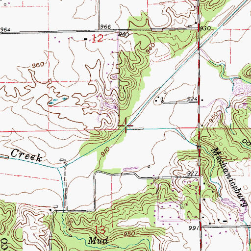 Topographic Map of Mechanicsburg Drain, IN