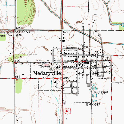 Topographic Map of Medaryville, IN