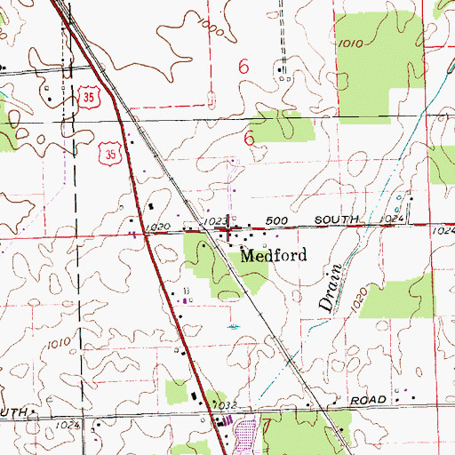 Topographic Map of Medford, IN