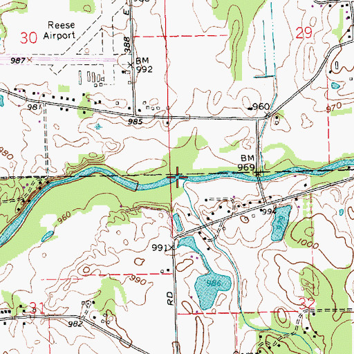 Topographic Map of Medford Drain, IN