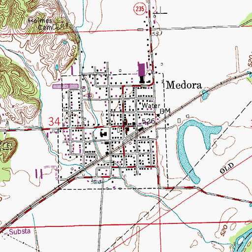 Topographic Map of Medora, IN