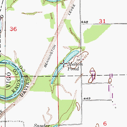 Topographic Map of Melton Pond, IN