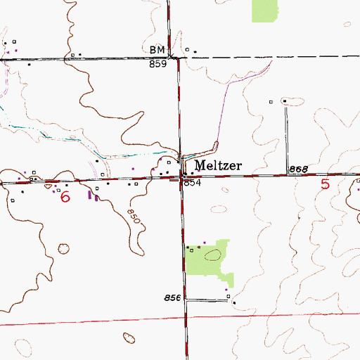 Topographic Map of Meltzer, IN